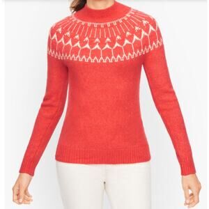 Talbot's Fair Isle Mock neck Wool Blend Sweater Petite
